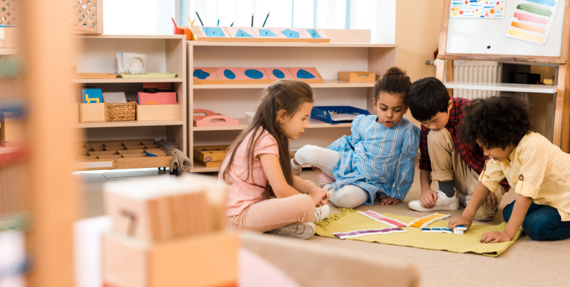 Meuble de rangement crèche/école : bacs et étagères